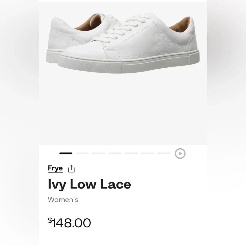 Frye Women's Tumbled Leather Ivy Low Lace Sneakers White Size 9 M